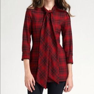 Alice + Olivia Red plaid blouse